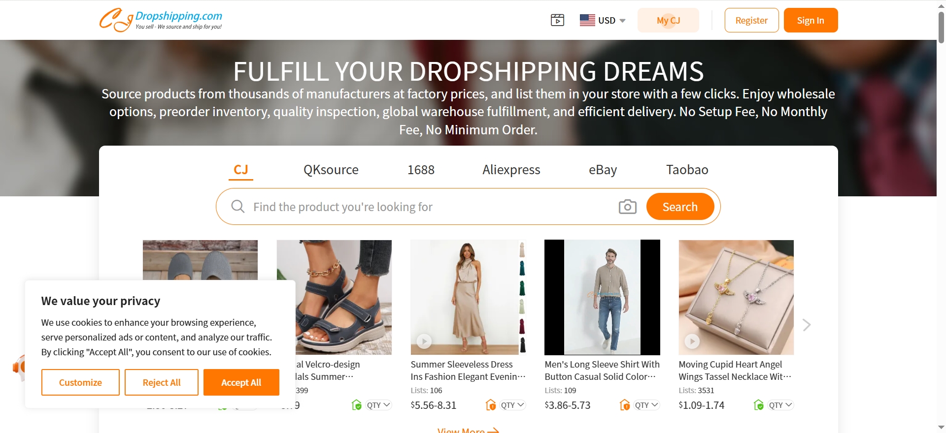 cjdropshipping.com首页